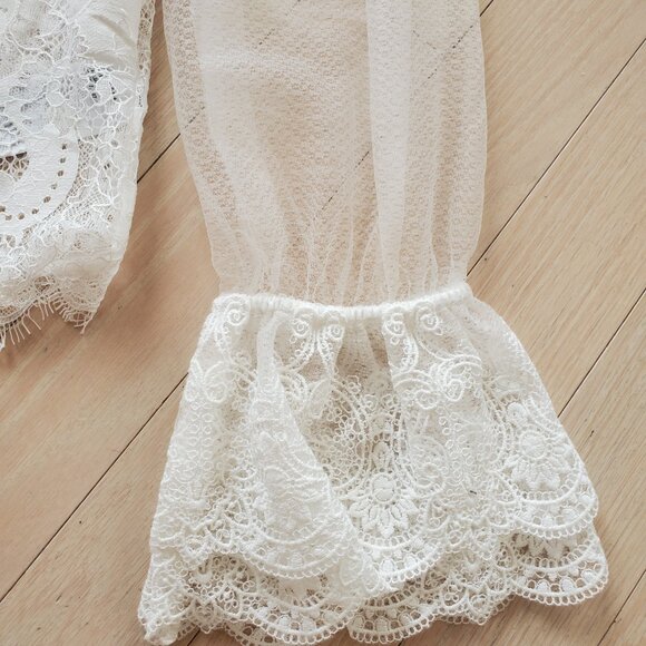 REISS ! Emilia Lace Flared-Cuff Blouse in Ivory ( US/6) - Picture 6 of 11